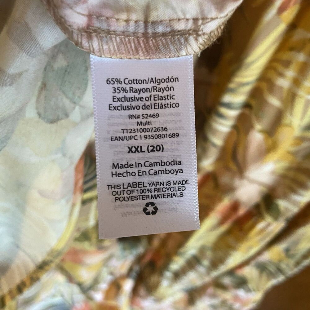 Time and Tru Tiered One Shoulder Smocked Dress Size XXL (20) Tropical Floral - Picture 12 of 12